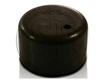 Flat Top Pump Cap. Black with no Air Vent Hole